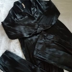 Black satin pajamas
